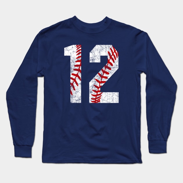 Vintage #12 Baseball Laces Baseball Mom Jersey Love Baseball T-shirt Long Sleeve T-Shirt by TeeCreations